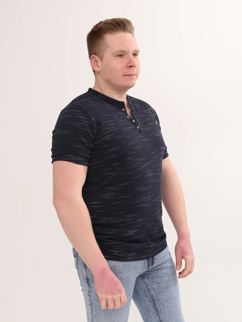 Футболка чоловіча темно-синя з мисом 1003-4-12