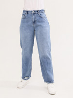 Джинсы женские прямые голубые с высокой посадкой  1465