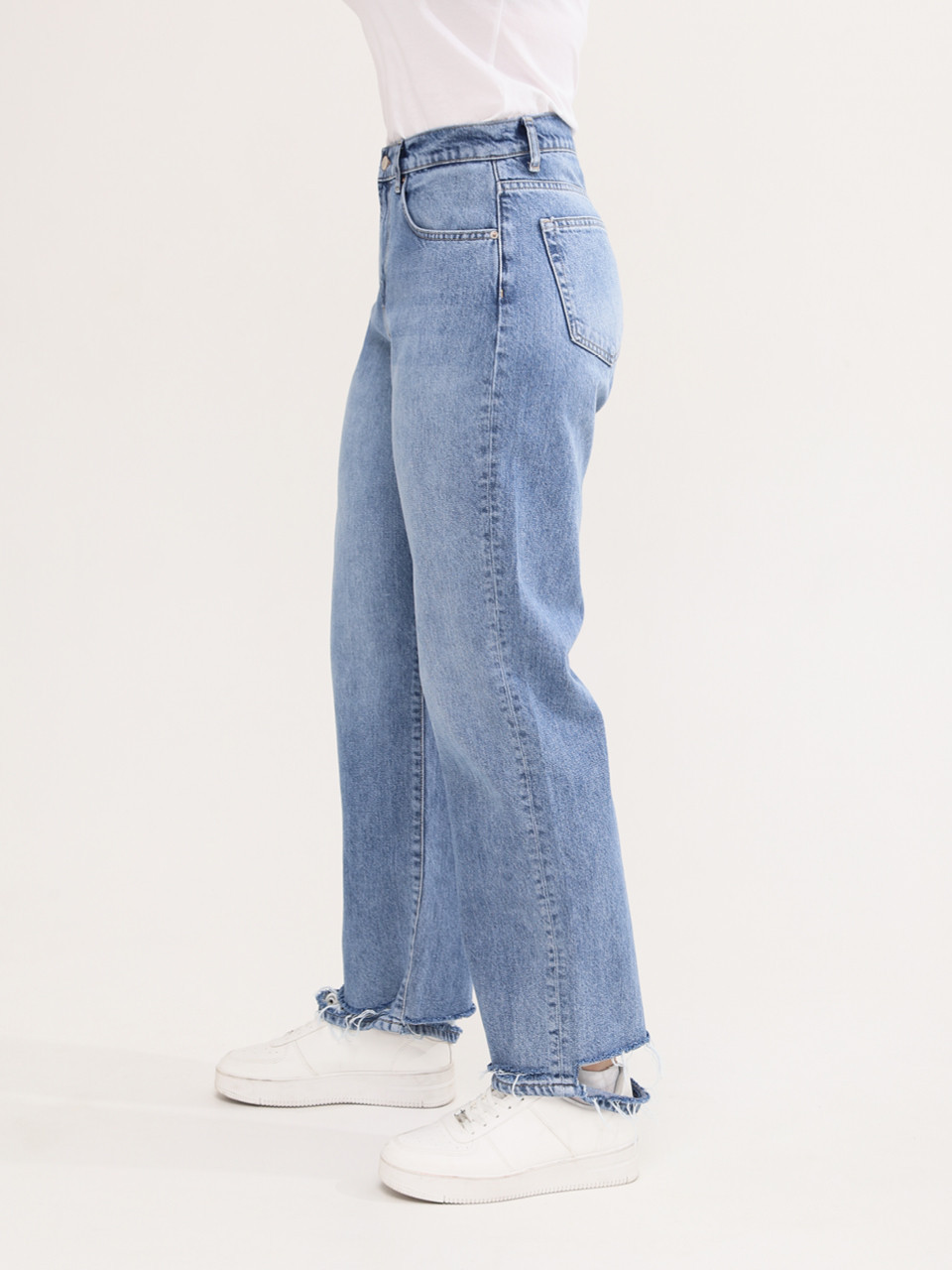 Джинсы женские прямые голубые с высокой посадкой  1465