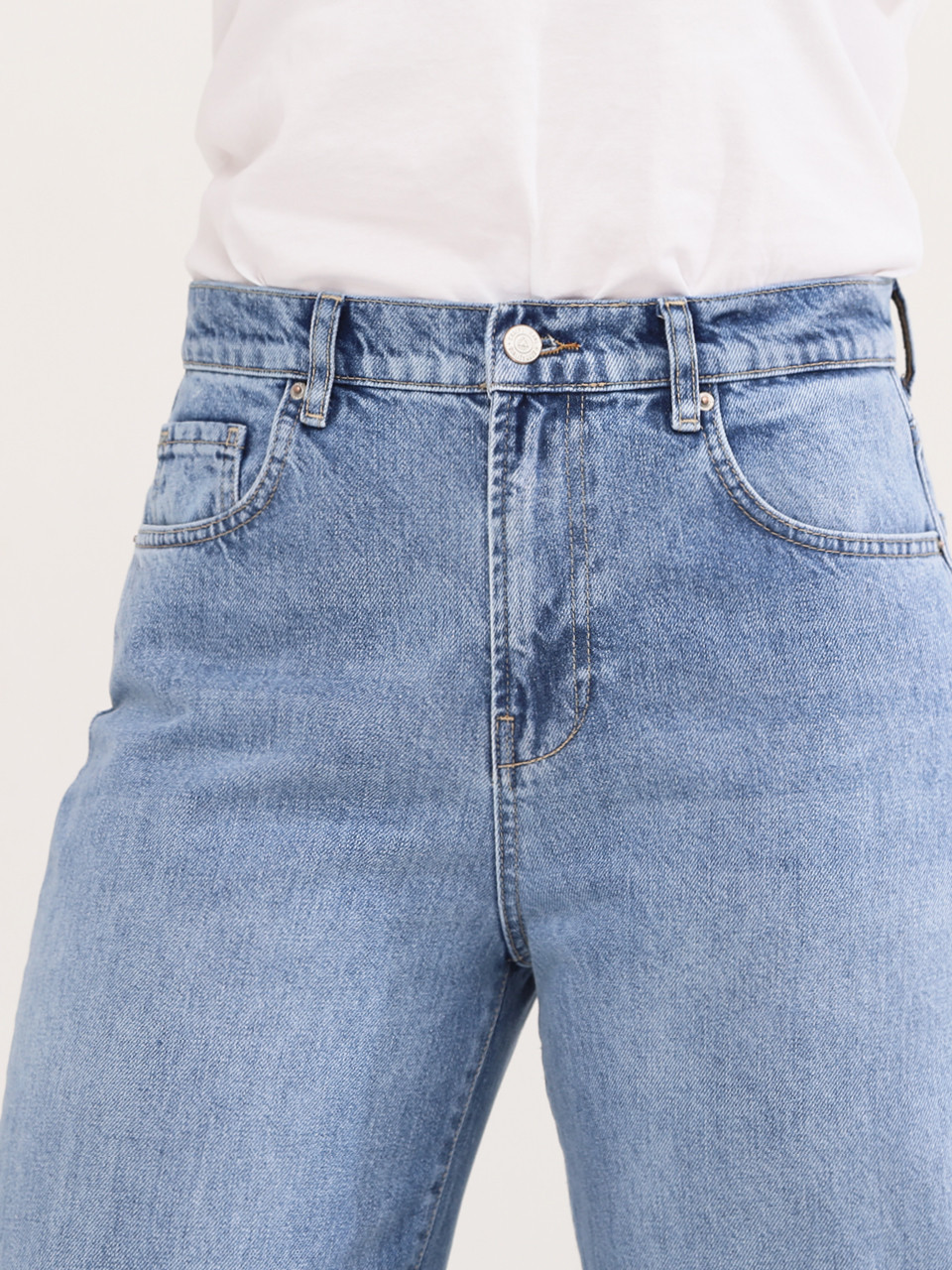 Джинсы женские прямые голубые с высокой посадкой  1465