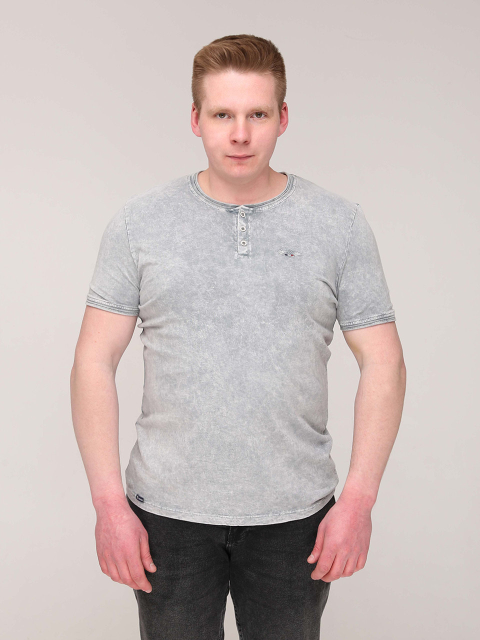 Футболка чоловіча світло-сіра однотонна з варінням 2111-2