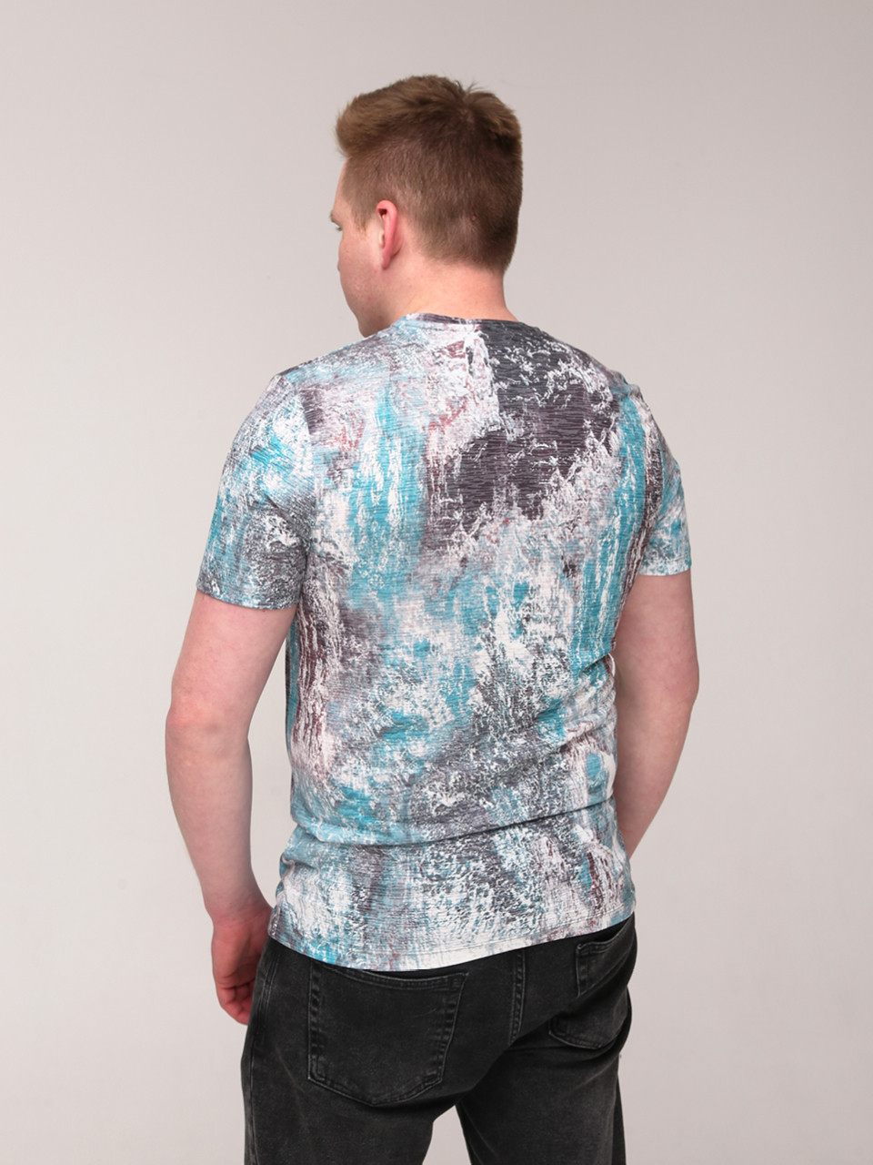 Футболка чоловіча зелена з сірим тонка 6201-1