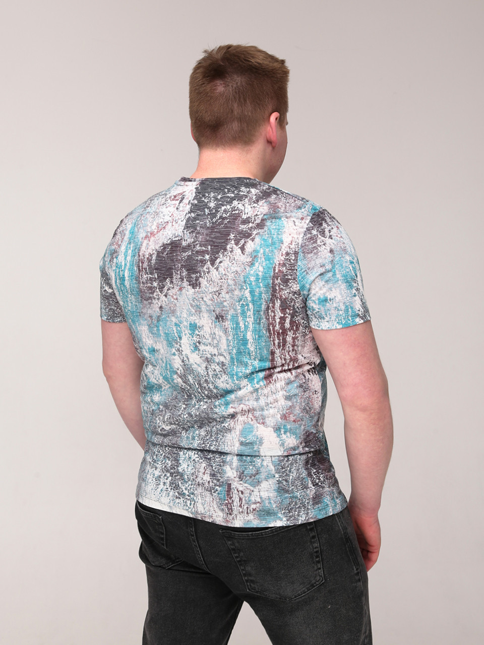 Футболка чоловіча зелена з сірим тонка 6201-1