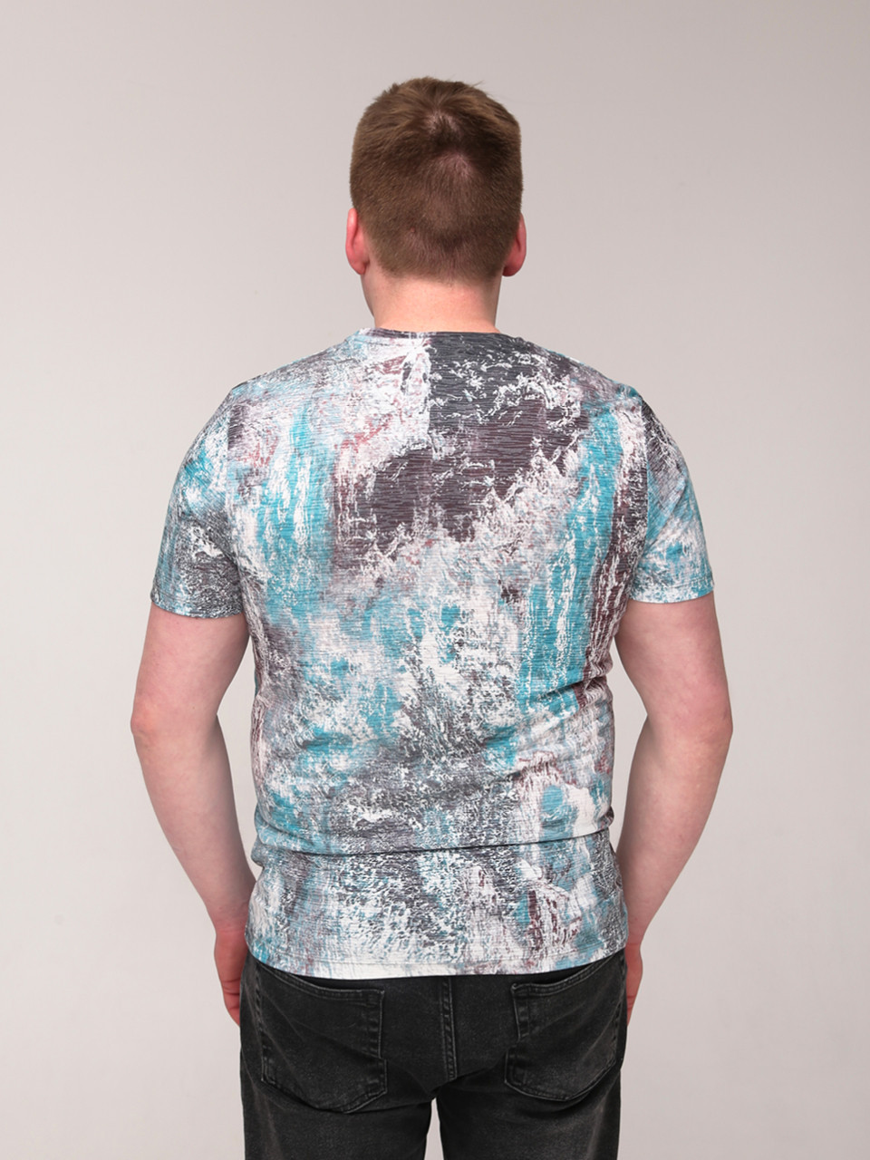 Футболка чоловіча зелена з сірим тонка 6201-1