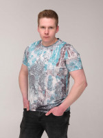 Футболка чоловіча зелена з сірим тонка 6201-1