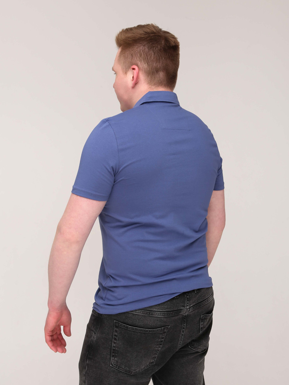 Поло чоловіче світло-синє однотонне з коміром 2115-1