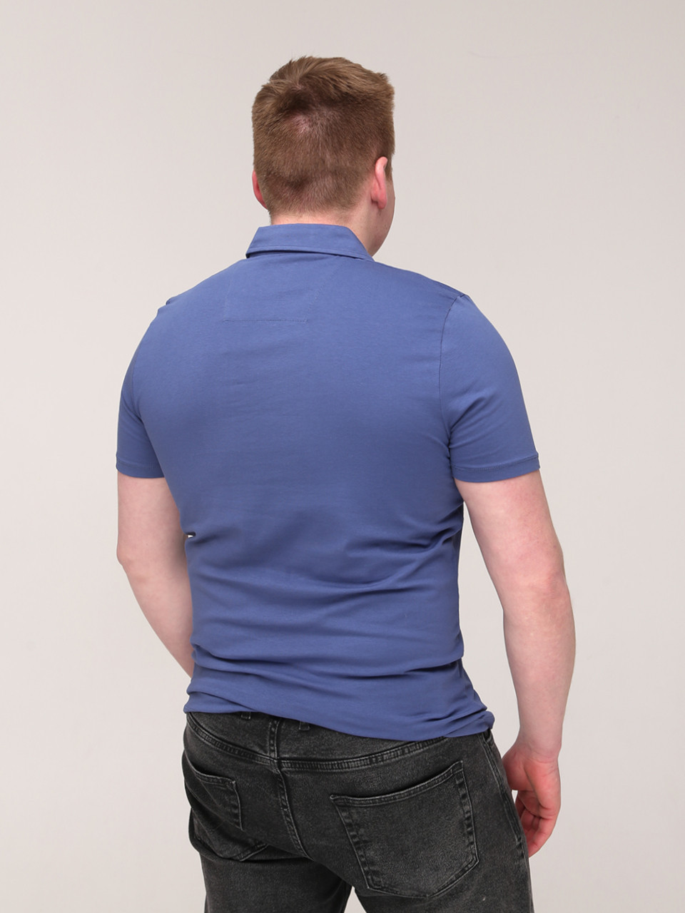Поло чоловіче світло-синє однотонне з коміром 2115-1