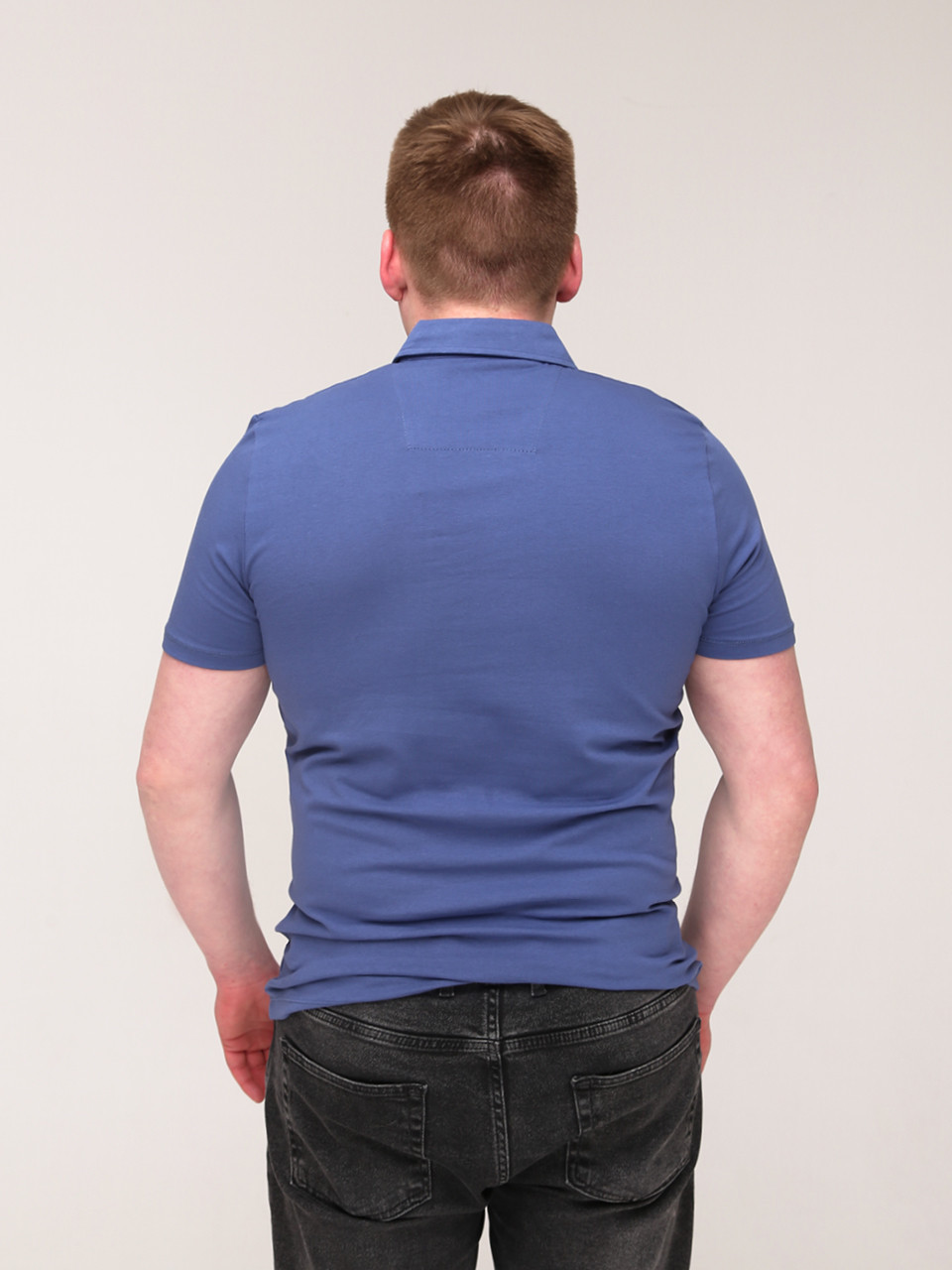 Поло чоловіче світло-синє однотонне з коміром 2115-1