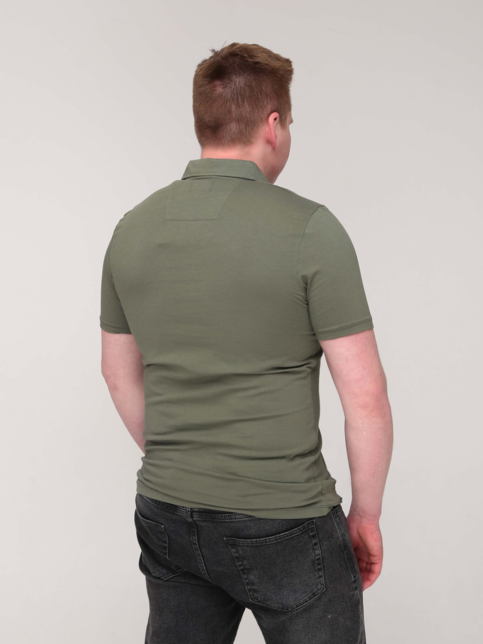 Поло чоловіче хакі однотонне з коміром 2115-2
