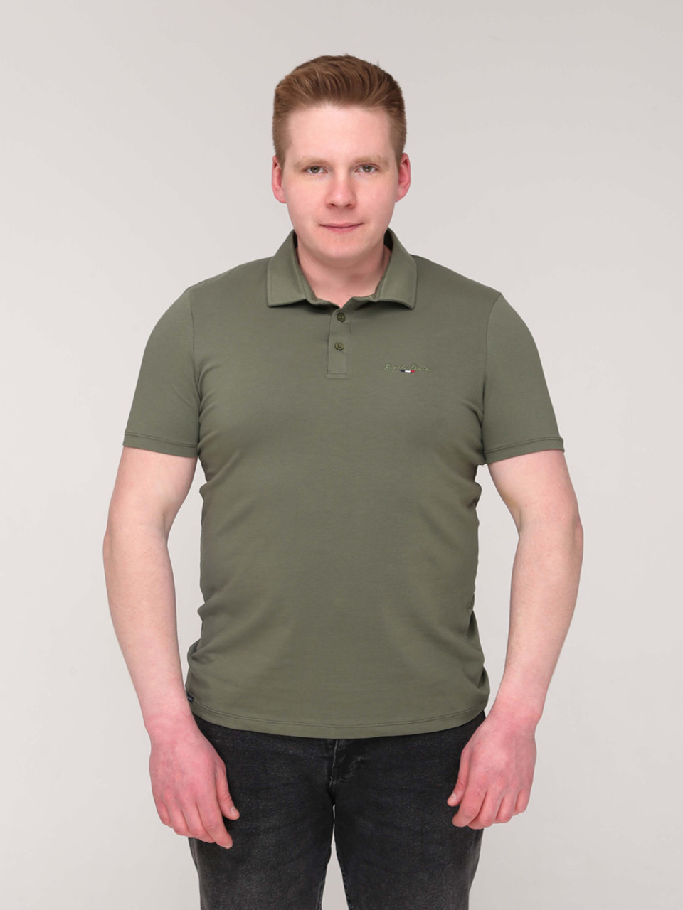 Поло чоловіче хакі однотонне з коміром 2115-2