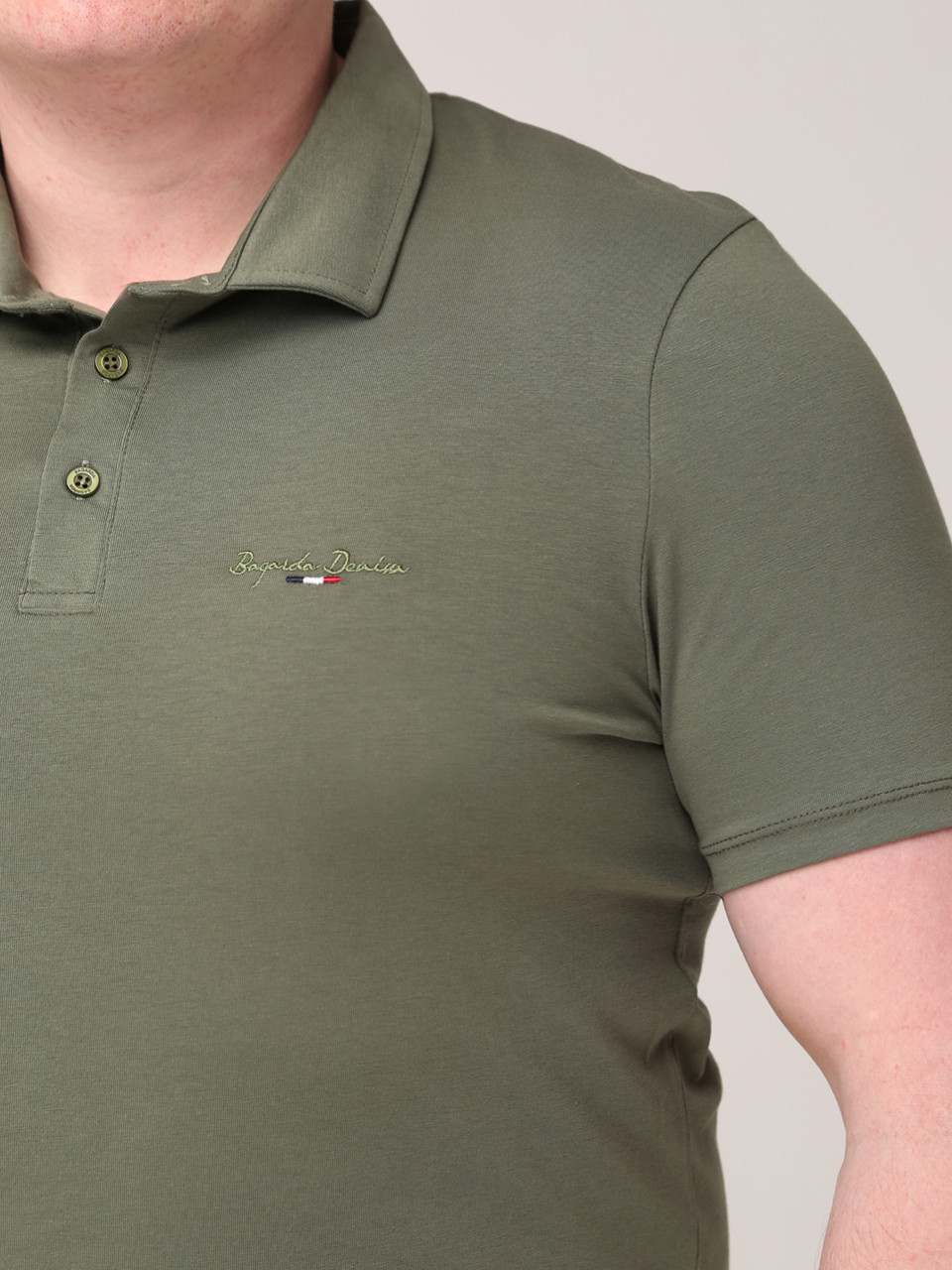 Поло чоловіче хакі однотонне з коміром 2115-2