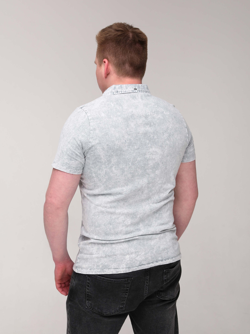 Поло чоловіче світло-сіре однотонне з варінням 6215-1