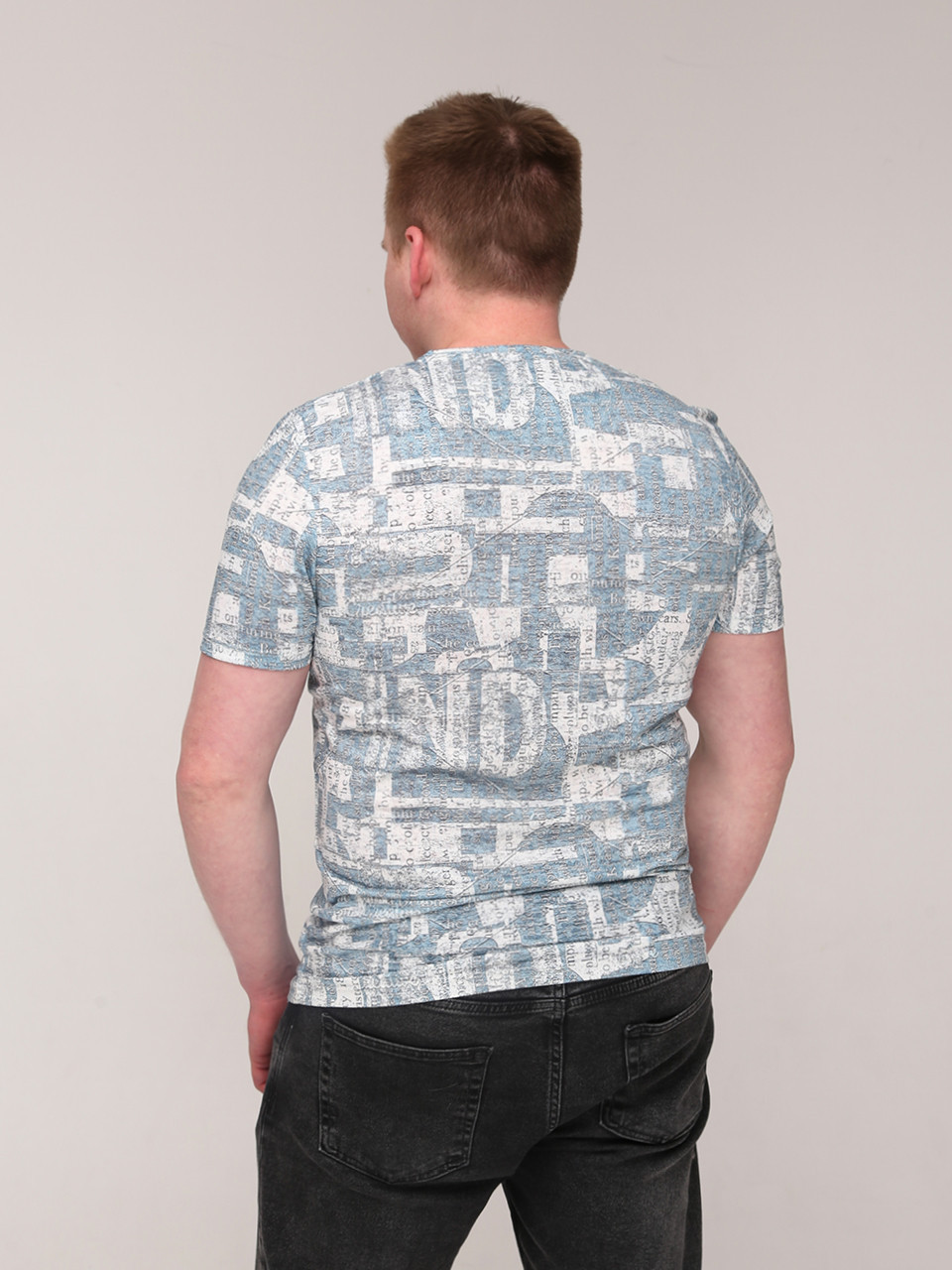 Футболка мужская белая с голубым очень тонкая  6211-1