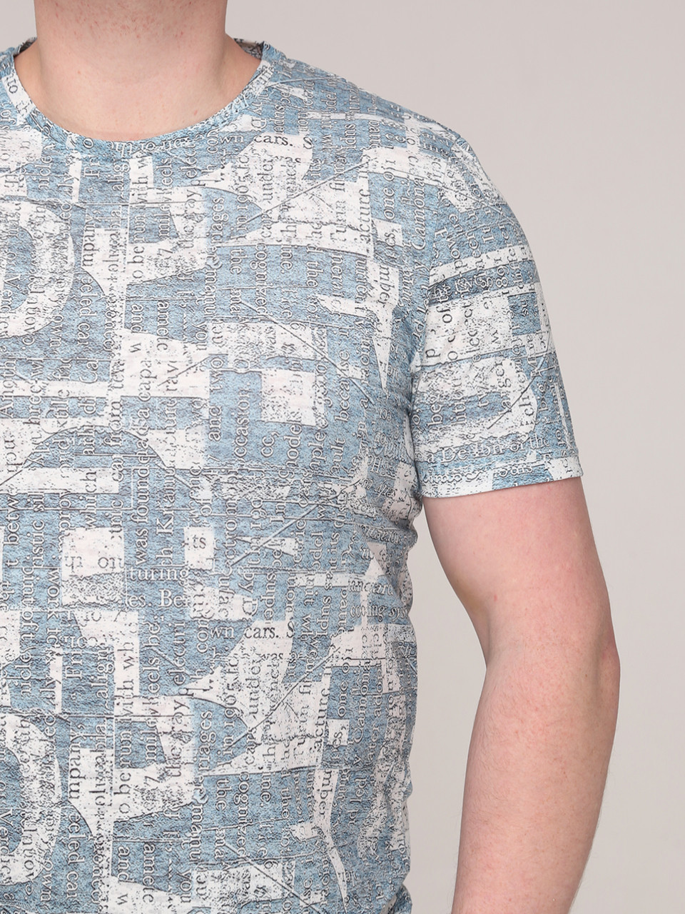 Футболка мужская белая с голубым очень тонкая  6211-1