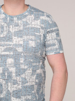 Футболка мужская белая с голубым очень тонкая  6211-1