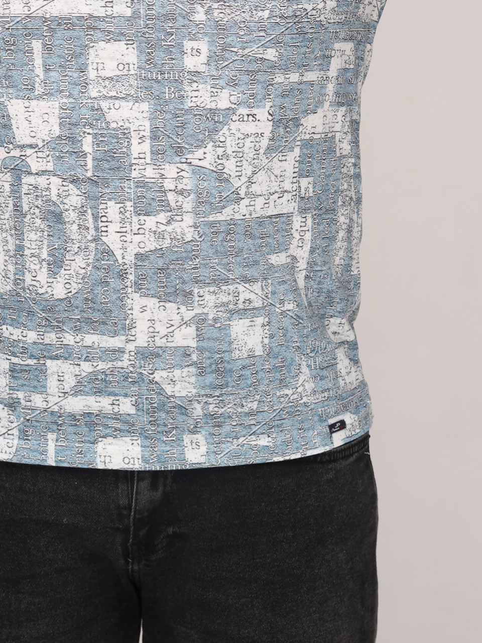 Футболка мужская белая с голубым очень тонкая  6211-1