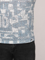 Футболка мужская белая с голубым очень тонкая  6211-1