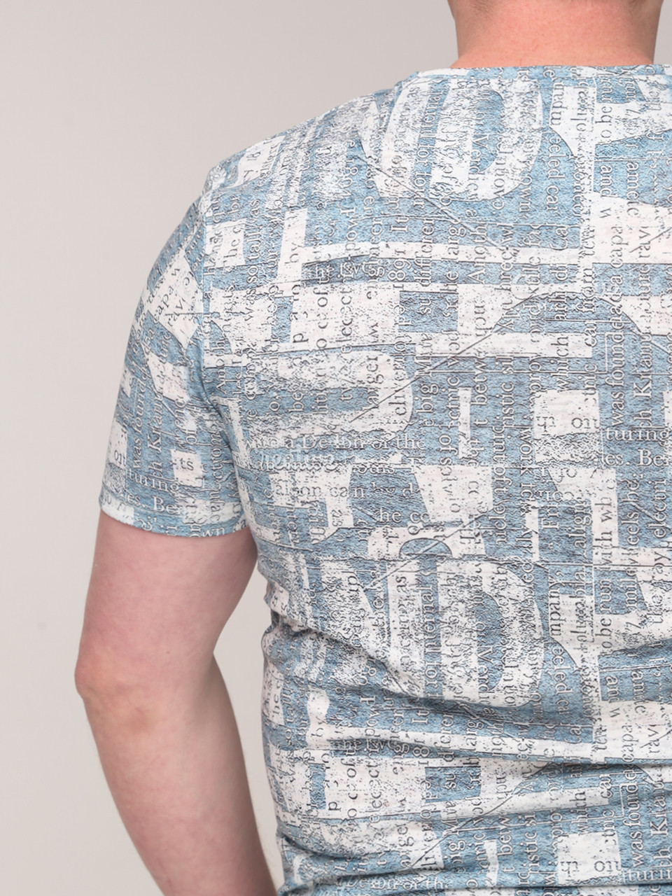 Футболка мужская белая с голубым очень тонкая  6211-1