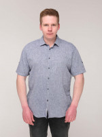 Рубашка мужская светло-синяя льняная короткий рукав  2403-1