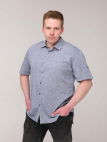 Рубашка мужская светло-синяя льняная короткий рукав  2403-1