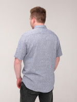 Рубашка мужская светло-синяя льняная короткий рукав  2403-1