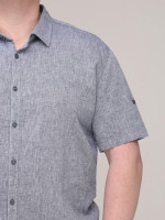 Рубашка мужская светло-синяя льняная короткий рукав  2403-1