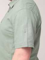 Рубашка мужская зеленая льняная короткий рукав  2403-2