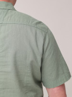 Рубашка мужская зеленая льняная короткий рукав  2403-2