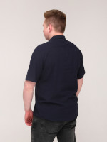 Сорочка чоловіча темно-синя тонка лляна короткий рукав 6508-1