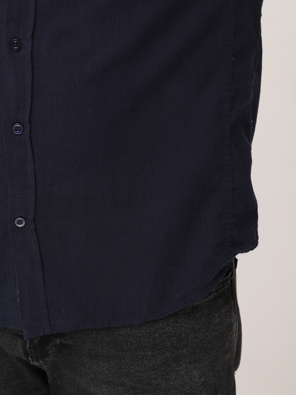 Сорочка чоловіча темно-синя тонка лляна короткий рукав 6508-1