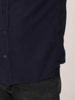 Сорочка чоловіча темно-синя тонка лляна короткий рукав 6508-1