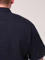 Сорочка чоловіча темно-синя тонка лляна короткий рукав 6508-1