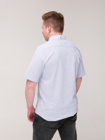 Сорочка чоловіча біла в блакитну клітку короткий рукав стрейчева 6515-1
