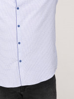 Сорочка чоловіча біла в блакитну клітку короткий рукав стрейчева 6515-1