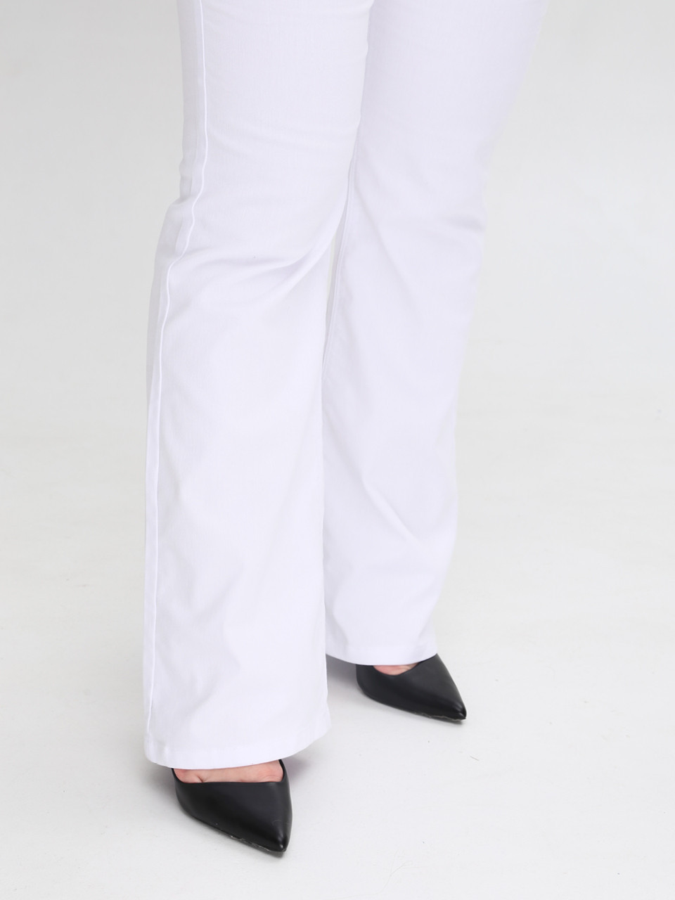 Брюки женские белые клеш с высокой посадкой  1342