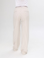 Штани жіночі бежеві тонкі в смужку палаццо на лаштунці 10187