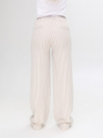 Штани жіночі бежеві тонкі в смужку палаццо на лаштунці 10187