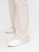 Штани жіночі бежеві тонкі в смужку палаццо на лаштунці 10187