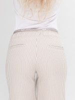 Штани жіночі бежеві тонкі в смужку палаццо на лаштунці 10187