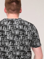 Футболка чоловіча чорна з написами пряма бавовна стрейч 7008-1