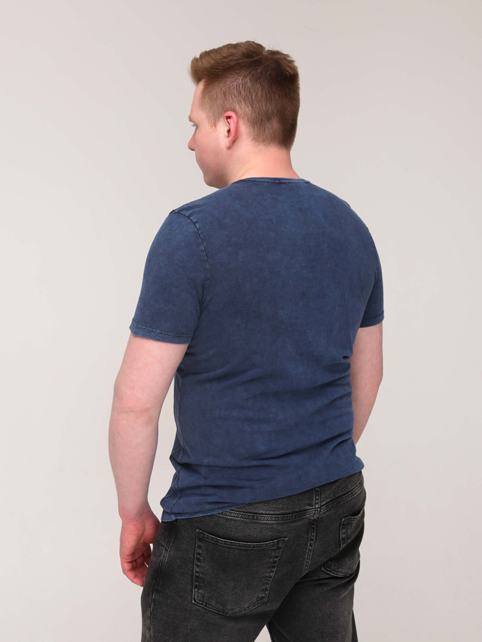 Футболка чоловіча темно-синя бавовняна з варінням 7031-3