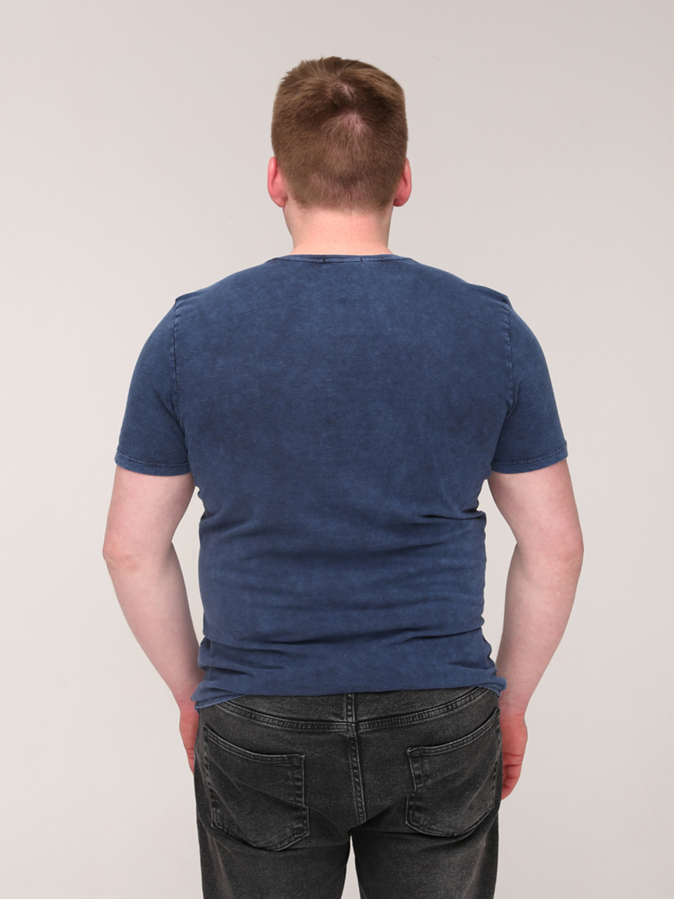 Футболка чоловіча темно-синя бавовняна з варінням 7031-3