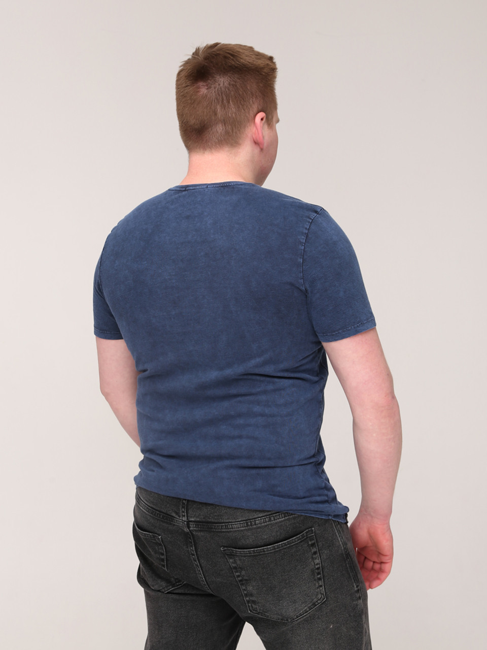 Футболка чоловіча темно-синя бавовняна з варінням 7031-3