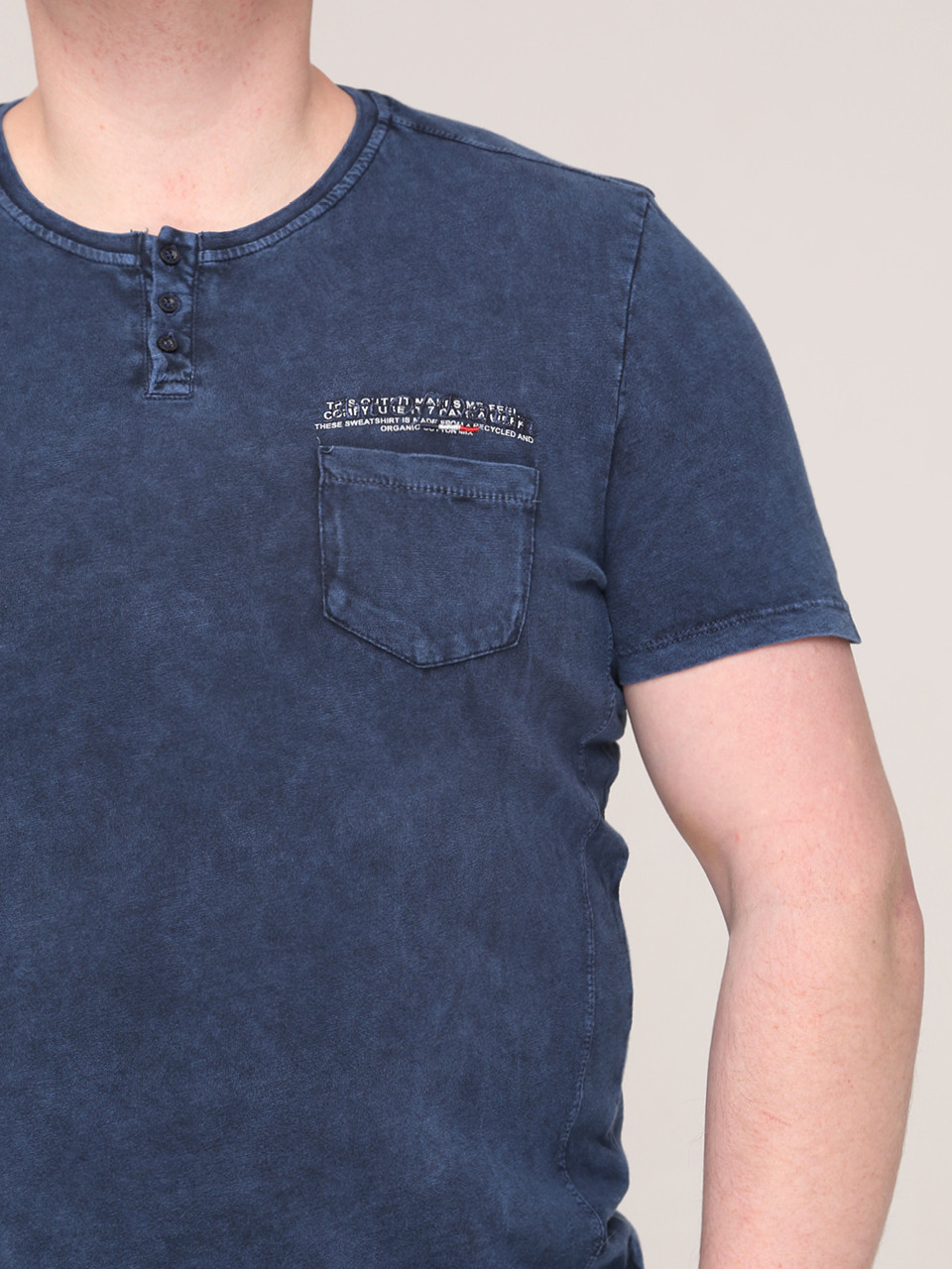 Футболка чоловіча темно-синя бавовняна з варінням 7031-3