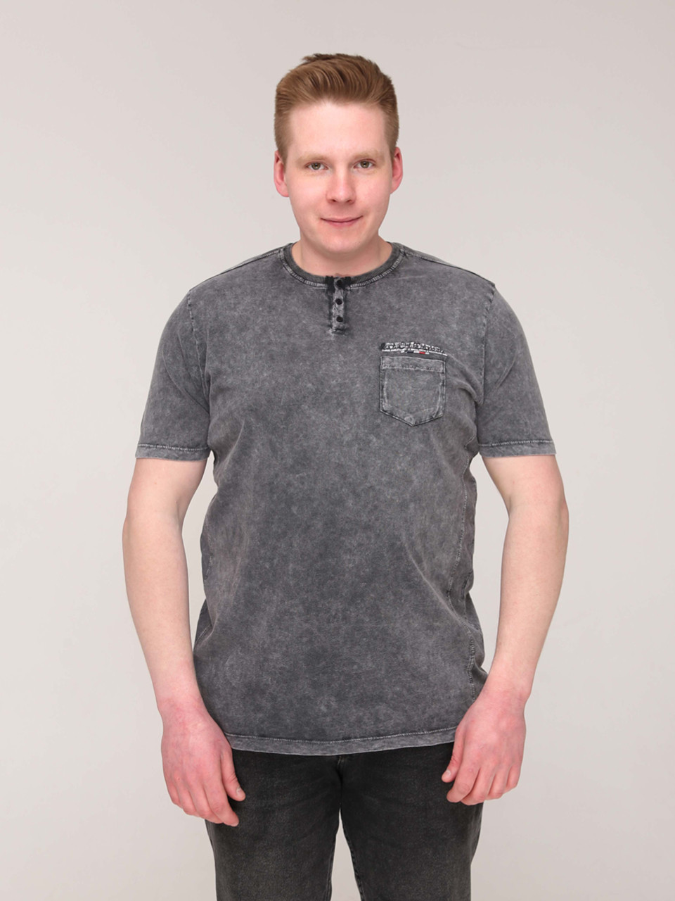 Футболка чоловіча темно-сіра пряма з варінням великий розмір 7031-В-2