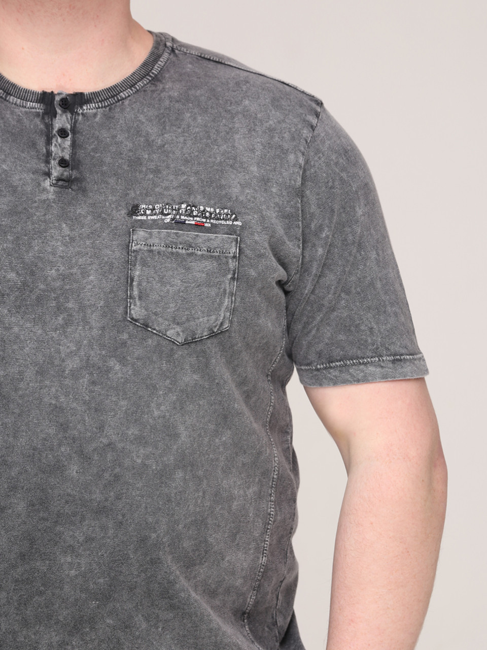 Футболка чоловіча темно-сіра пряма з варінням великий розмір 7031-В-2