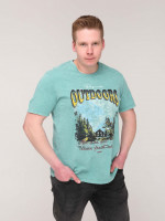 Футболка чоловіча зелена варена пряма з принтом 2116-1