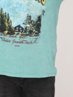 Футболка чоловіча зелена варена пряма з принтом 2116-1