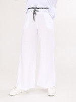 Штани жіночі білі лляні палаццо великий розмір 2225-В-2