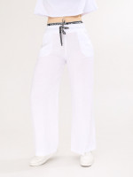 Штани жіночі білі лляні палаццо великий розмір 2225-В-2